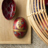 Fabergè egg rød med gullvifte